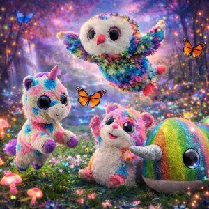 Bundle of 4 TY Beanie Boos Plush – Nori, Owen, Wishful & Rodney (8”)